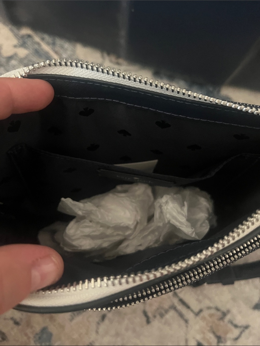 kate spade denim and White Colorblock Crossbody Bag, EUC - Picture 3 of 5